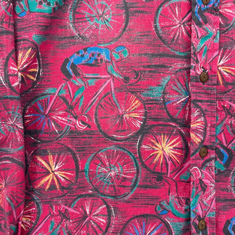 Alexander Julian Vintage Cycling Road Biking Allover Print Flannel Shirt - Picture 2 of 11